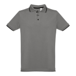 Slim-fit cotton polo shirt, 210 g/m2, THC Rome dark grey colour