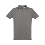 Slim-fit cotton polo shirt, 210 g/m2, THC Rome dark grey colour first view