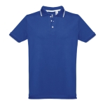 Slim-fit cotton polo shirt, 210 g/m2, THC Rome royal blue colour