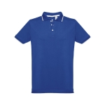 Slim-fit cotton polo shirt, 210 g/m2, THC Rome royal blue colour first view