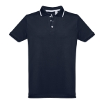 Slim-fit cotton polo shirt, 210 g/m2, THC Rome navy-blue colour