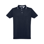 Slim-fit cotton polo shirt, 210 g/m2, THC Rome navy-blue colour first view