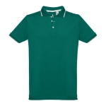 Slim-fit cotton polo shirt, 210 g/m2, THC Rome dark green colour