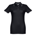 Women's two-tone cotton polo shirt, 210 g/m2, THC Rome black colour