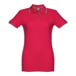 Women's two-tone cotton polo shirt, 210 g/m2, THC Rome red colour