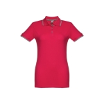 Women's two-tone cotton polo shirt, 210 g/m2, THC Rome red colour first view