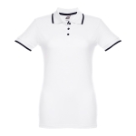 Women's two-tone cotton polo shirt, 210 g/m2, THC Rome white colour