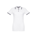 Women's two-tone cotton polo shirt, 210 g/m2, THC Rome white colour first view