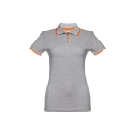 Women's two-tone cotton polo shirt, 210 g/m2, THC Rome grey colour first view