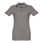 Women's two-tone cotton polo shirt, 210 g/m2, THC Rome dark grey colour