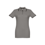 Women's two-tone cotton polo shirt, 210 g/m2, THC Rome dark grey colour first view