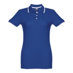 Women's two-tone cotton polo shirt, 210 g/m2, THC Rome royal blue colour