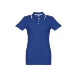 Women's two-tone cotton polo shirt, 210 g/m2, THC Rome royal blue colour first view