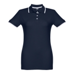 Women's two-tone cotton polo shirt, 210 g/m2, THC Rome navy-blue colour