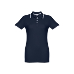 Women's two-tone cotton polo shirt, 210 g/m2, THC Rome navy-blue colour first view