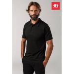 Cotton and polyester polo shirt in full colour, 200 g/m2 black colour