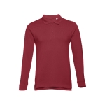 Long-sleeved cotton polo shirt, 210 g/m2, THC Bern burgundy colour first view