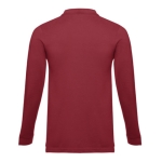 Long-sleeved cotton polo shirt, 210 g/m2, THC Bern burgundy colour