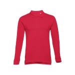 Long-sleeved cotton polo shirt, 210 g/m2, THC Bern red colour first view