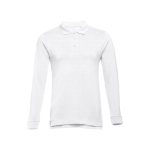 Long-sleeved cotton polo shirt, 210 g/m2, THC Bern white colour first view