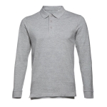 Long-sleeved cotton polo shirt, 210 g/m2, THC Bern grey colour