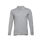 Long-sleeved cotton polo shirt, 210 g/m2, THC Bern grey colour first view