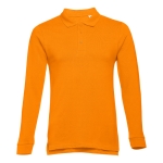 Long-sleeved cotton polo shirt, 210 g/m2, THC Bern orange colour