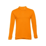 Long-sleeved cotton polo shirt, 210 g/m2, THC Bern orange colour first view