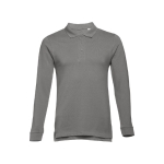 Long-sleeved cotton polo shirt, 210 g/m2, THC Bern dark grey colour first view