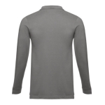 Long-sleeved cotton polo shirt, 210 g/m2, THC Bern dark grey colour