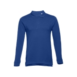 Long-sleeved cotton polo shirt, 210 g/m2, THC Bern royal blue colour first view