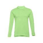 Long-sleeved cotton polo shirt, 210 g/m2, THC Bern light-green colour first view