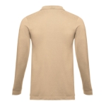 Long-sleeved cotton polo shirt, 210 g/m2, THC Bern light brown colour