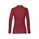 Long-sleeved cotton polo shirt for women, 210 g/m2 burgundy colour second view