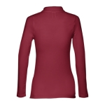 Long-sleeved cotton polo shirt for women, 210 g/m2 burgundy colour