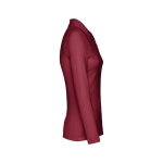 Long-sleeved cotton polo shirt for women, 210 g/m2 burgundy colour third view