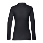 Long-sleeved cotton polo shirt for women, 210 g/m2 black colour