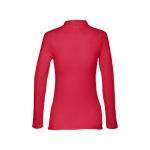 Long-sleeved cotton polo shirt for women, 210 g/m2 red colour second view