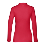 Long-sleeved cotton polo shirt for women, 210 g/m2 red colour