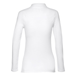 Long-sleeved cotton polo shirt for women, 210 g/m2 white colour