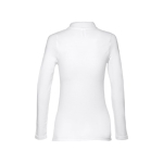 Long-sleeved cotton polo shirt for women, 210 g/m2 white colour second view