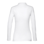 Long-sleeved cotton polo shirt for women, 210 g/m2 white colour