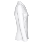 Long-sleeved cotton polo shirt for women, 210 g/m2 white colour