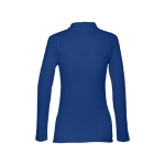 Long-sleeved cotton polo shirt for women, 210 g/m2 royal blue colour second view