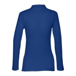 Long-sleeved cotton polo shirt for women, 210 g/m2 royal blue colour