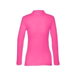 Long-sleeved cotton polo shirt for women, 210 g/m2 fuchsia colour second view