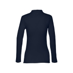 Long-sleeved cotton polo shirt for women, 210 g/m2 navy-blue colour second view