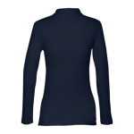 Long-sleeved cotton polo shirt for women, 210 g/m2 navy-blue colour