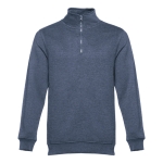 1/4 zip sweatshirts, polyester & cotton, 320 g/m2 marbled blue colour