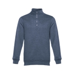 1/4 zip sweatshirts, polyester & cotton, 320 g/m2 marbled blue colour first view